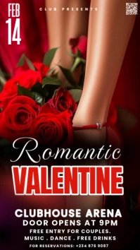 Red Maximalist Romantic Valentine's Day Poster Digital Display (9:16) template