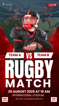 Red Maximalist Rugby Match Instagram Story template