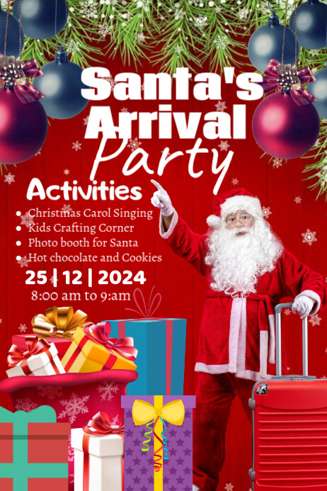 Copy of Red Maximalist Santa's Arrival Party Poster Poster | PosterMyWall