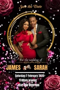 Red Maximalist Save The Date Anniversary  Pinterest Graphic template
