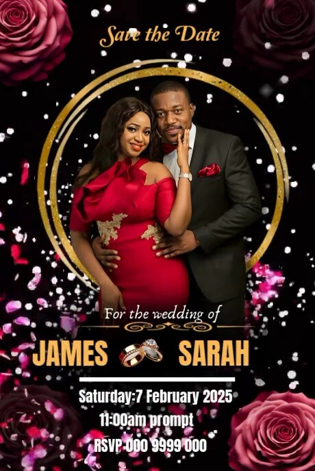 Red Maximalist Save The Date Anniversary  Pinterest Graphic template