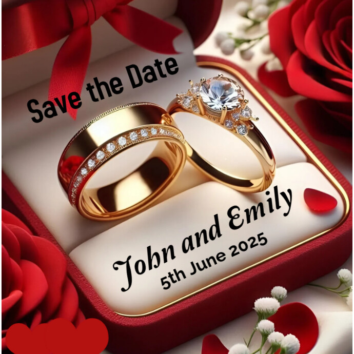 Red Maximalist Save The Date Logo template