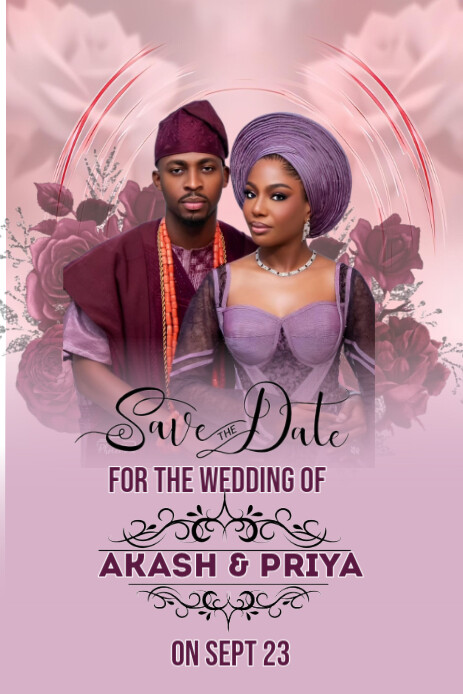 Red Maximalist Save The Date Of Wedding Flyer  Pinterest Graphic template