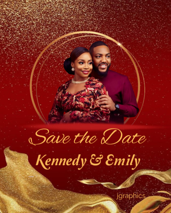 Red Maximalist Save The Date Poster Instagram Portrait template