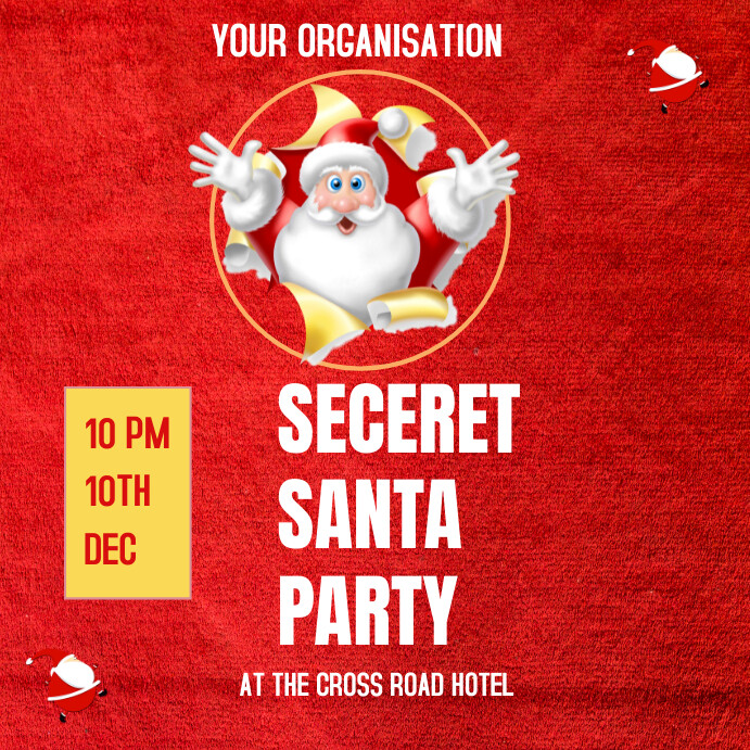 Red Maximalist Secerect Santa Party Instagram Template | PosterMyWall