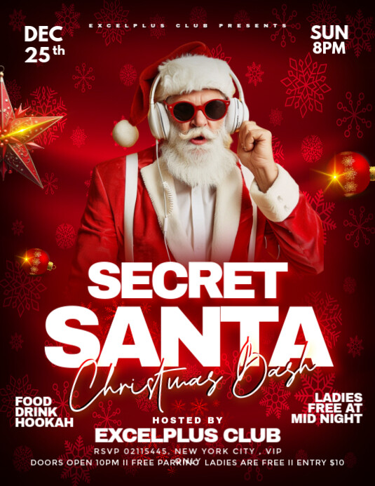 Plantilla de Red Maximalist Secret Santa Christmas Bash Flyer (us ...
