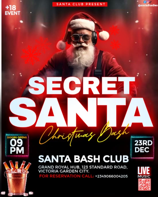 Modèle Red Maximalist Secret Santa Night Party Template | PosterMyWall