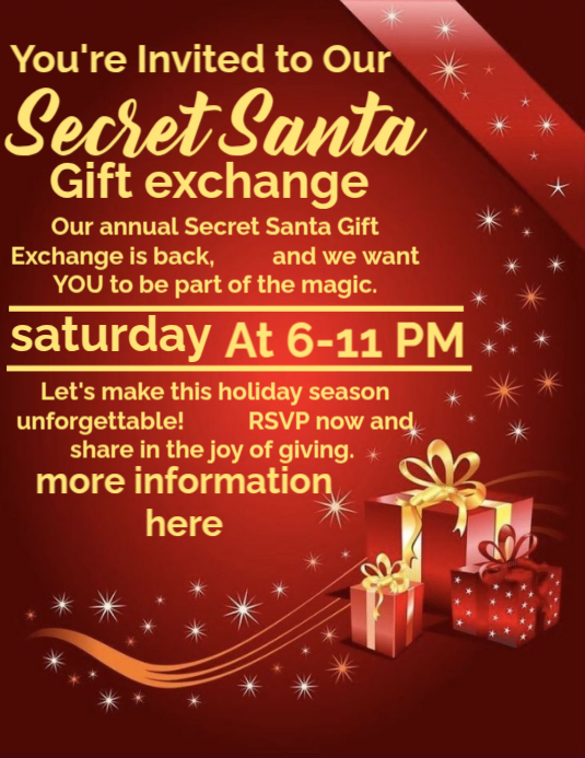 Modèle Red Maximalist Secret Santa Party Poster Flyer (us Letter ...