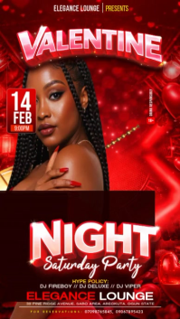 Красный Valentine's Day Party Digitale Vertoning Template