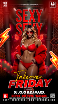 Red Maximalist Sexy Friday Takeover  Digital Display (9:16) template