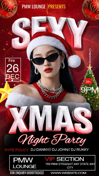 Red Maximalist Sexy Xmas Night Party Instagram Story Template ...