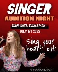 Red Maximalist Singer Audition Night Instagram Portrait template