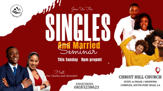 Red Maximalist Singles Conference Digital Display (16:9) template