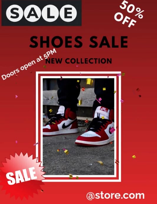 Red Maximalist Sneaker Flyer (us Letter) Pamflet (Letter AS) template