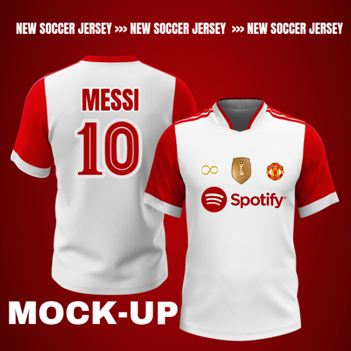 Red Maximalist Soccer Jersey Mockup  Square (1:1) template
