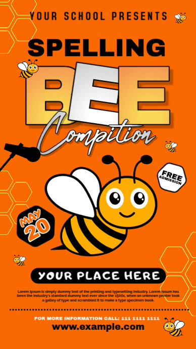 Red Maximalist Spelling Bee Compition Instagram Story template