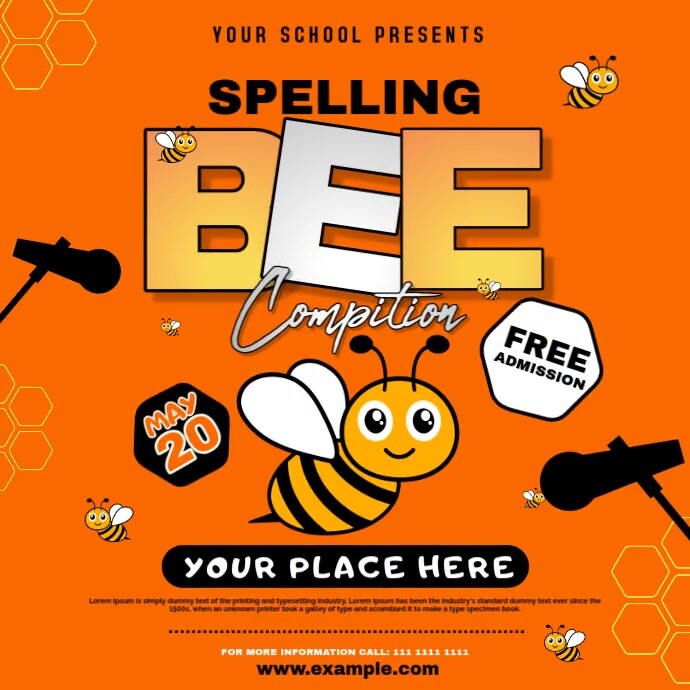 Red Maximalist Spelling Bee Instagram Post template