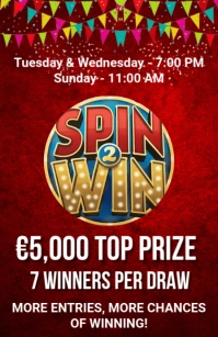Red Maximalist Spin To Win Flyers Tabloid template