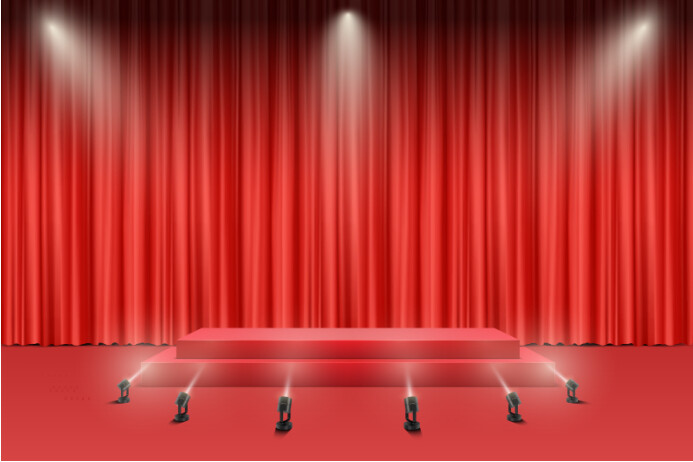 Red Maximalist Spotlight Background Template Poster