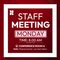 Red Maximalist  Staff Meeting Notice Communication Square (1:1) 方形(1:1) template