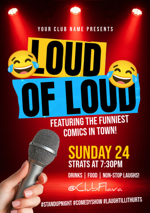 Red Maximalist Stand Up Comedy A5 template