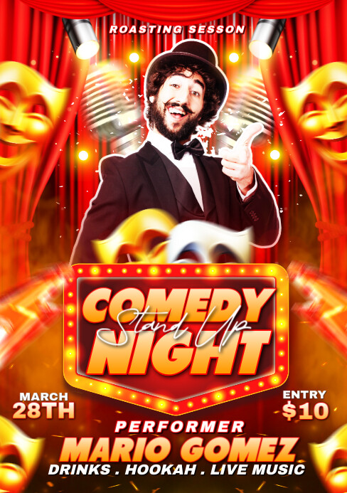 Copy of Red Maximalist Stand Up Comedy Flyer A5 | PosterMyWall