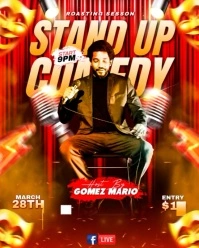 Red Maximalist Stand Up Comedy Night Flyer Instagram Portrait template