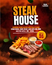 Red Maximalist Steak House Food And Restaurant Social Media Instagram Portrait template