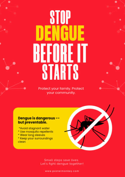 Red Maximalist Stop Dengue Before It Starts A2 template