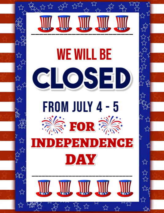 Red Maximalist Store Closed For 4th Of July Flyer (us Letter) Template ...