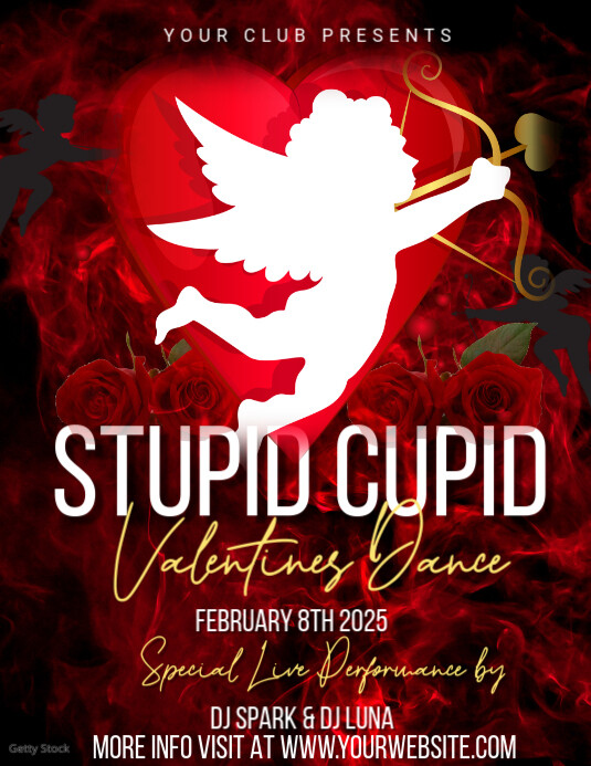 Copy of Red Maximalist Stupid Cupid Valentines Dance Flyer (us Letter ...
