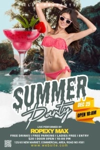 Red Maximalist Summer Party Pinterest Graphic template