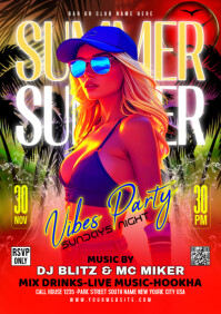 Red Maximalist Summer Vibes Party Sunday Night A1 template