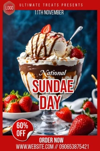 Red Maximalist Sundae Day Deal Pinterest Graphic template