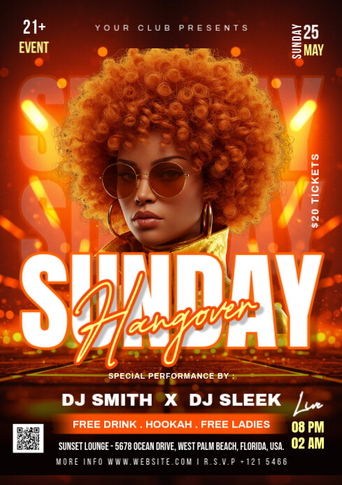 Red Maximalist Sunday Hangover A1 template