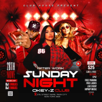 Red Maximalist Sunday Night Club Party Instagram Post template