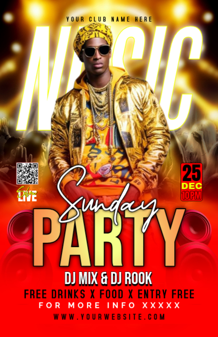 Red Maximalist Sunday Night Party Tabloid แทบลอยด์ template