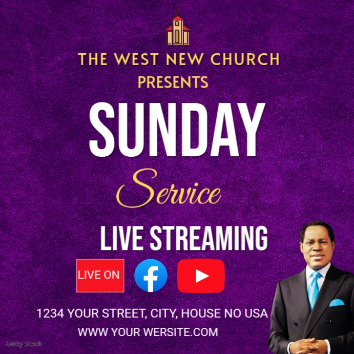 Red Maximalist Sunday Service Digital Display Instagram Post template