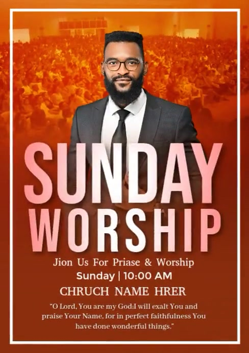 Red Sunday Worship Service A4 Template | PosterMyWall