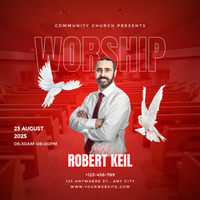 Copy of Red Maximalist Sunday Worship Service Ad Instagram Post ...