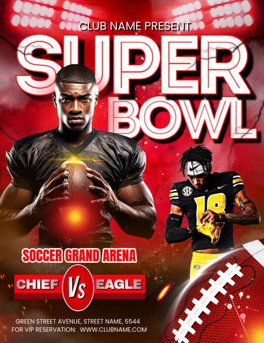 Red Maximalist Super Bowl Flyer (us Letter) Template PosterMyWall Red Maximalist Super Bowl Flyer (us Letter) Template PosterMyWall