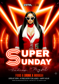 Red Maximalist Super Sunday Party A4 template