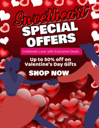 红色 Valentine's Day Sale Flyer Template