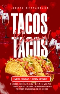 Red Maximalist Tacos Promotion Template Design Tabloid Tabloide