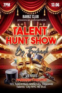 Red Maximalist Talent Hunt Show  Poster template