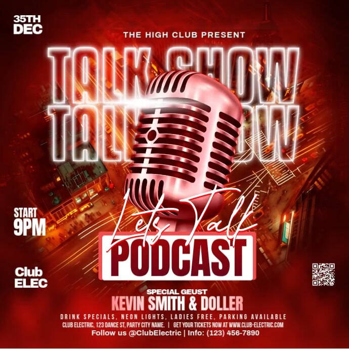Red Maximalist Talk Show Podcast  Square (1:1) template