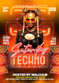 Red Maximalist Techno Night Party  Template A6