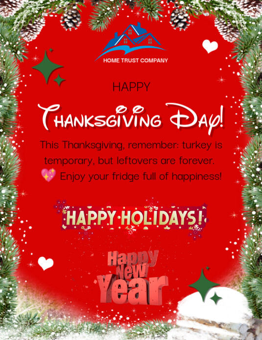 Red Maximalist Thanksgiving Day Message To Clients Flyer (us Letter) template
