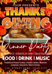 Red Maximalist Thanksgiving Dinner A4 template