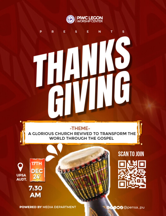 Red Maximalist Thanksgiving  Flyer (us Letter) template